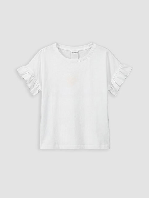 LC WAIKIKI Bisiklet Yaka Fırfırlı Kız Çocuk Tişört - S6LC04Z4-ZUX