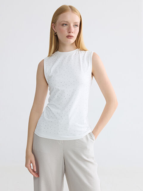 LCW Modest Bisiklet Yaka Taşlı Atlet