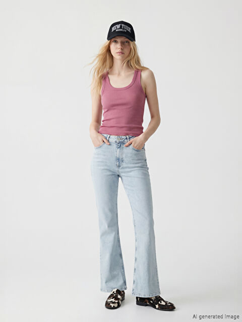 XSIDE Yüksek Bel Flare Kadın Jean Pantolon - S6LC50Z8-K9M