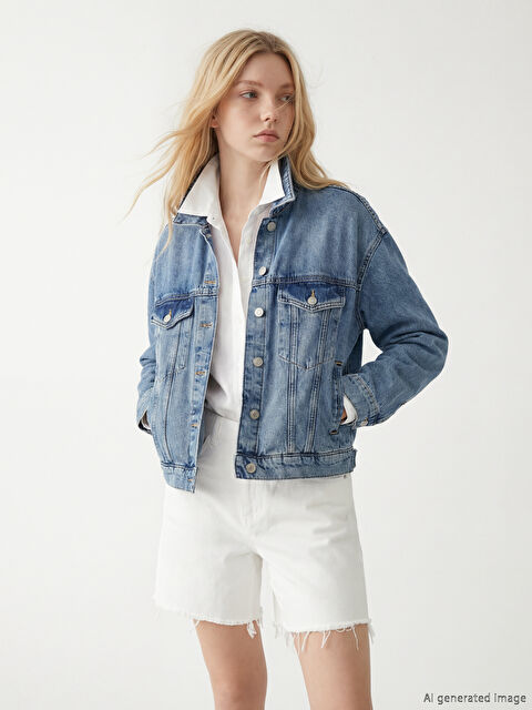 XSIDE Gömlek Yaka Kadın Jean Ceket	 - S6LC58Z8-J0N