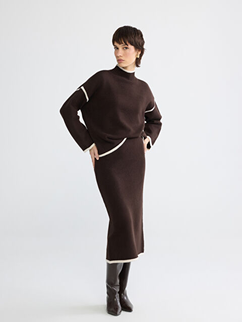 LCW Vision Beli Lastikli Yırtmaçlı Triko Kalem Etek - S6LC66Z8-R39