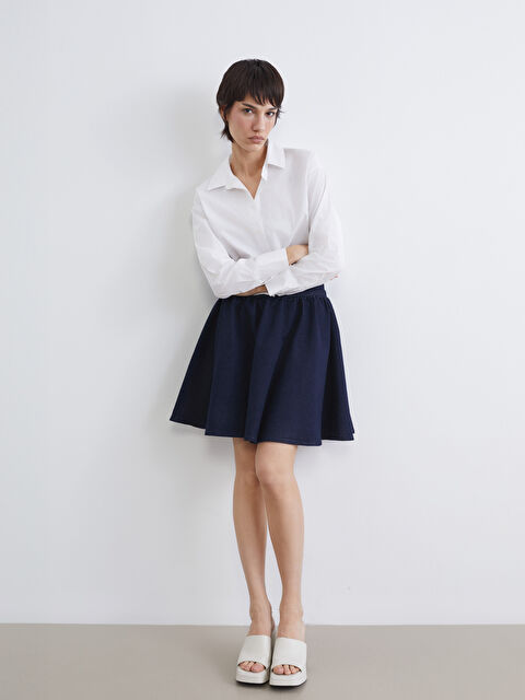 Natuvera Beli Fermuarlı Kloş Mini Jean Etek - S6LC67Z8-YZA