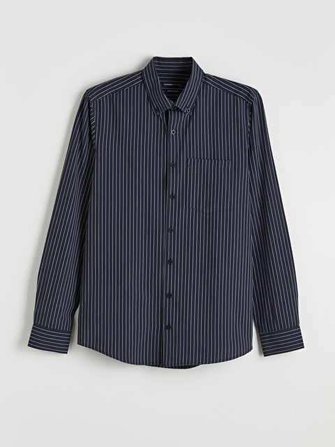 LCWAIKIKI Classic Regular Fit Çizgili Armürlü Erkek Gömlek - S6LC74Z8-LGS