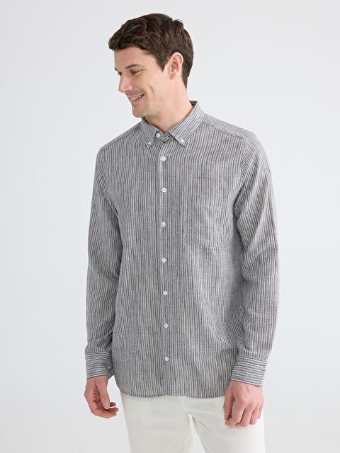 LCWAIKIKI Classic Regular Fit Çizgili Erkek Gömlek