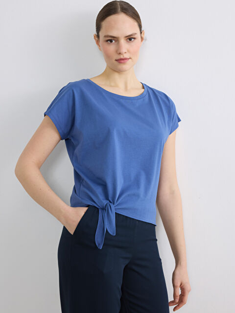 LC WAIKIKI Bisiklet Yaka Bağlama Detaylı Kadın Spor Tişört	 - S6LC86Z8-HRQ