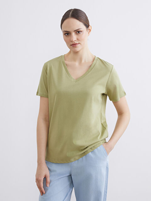 LCW ECO V Yaka Kadın Tişört - S6LC88Z8-GFJ