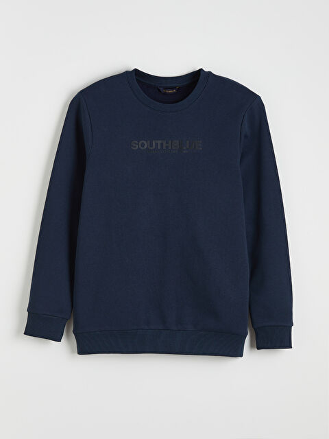 SOUTHBLUE Bisiklet Yaka Baskılı Erkek Kalın Sweatshirt - S6LC95Z8-DWP
