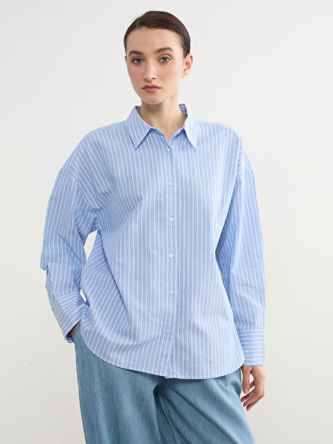 LCW Modest Çizgili Kadın Oxford Gömlek - S6LC98Z8-LEN