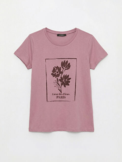 LCW ECO Bisiklet Yaka Baskılı Kadın Tişört	 - S6LD07Z8-GVJ