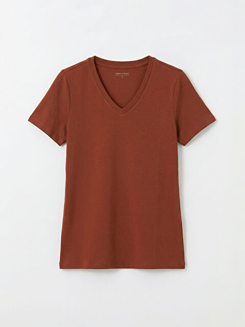 LCWAIKIKI Basic V Yaka Kadın Tişört - S6LD09Z8-KYS