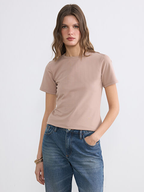 LCW EVERYDAY Bisiklet Yaka Kadın Tişört - S6LD12Z8-GDN