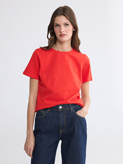 LCW EVERYDAY Bisiklet Yaka Kadın Tişört - S6LD12Z8-GYE