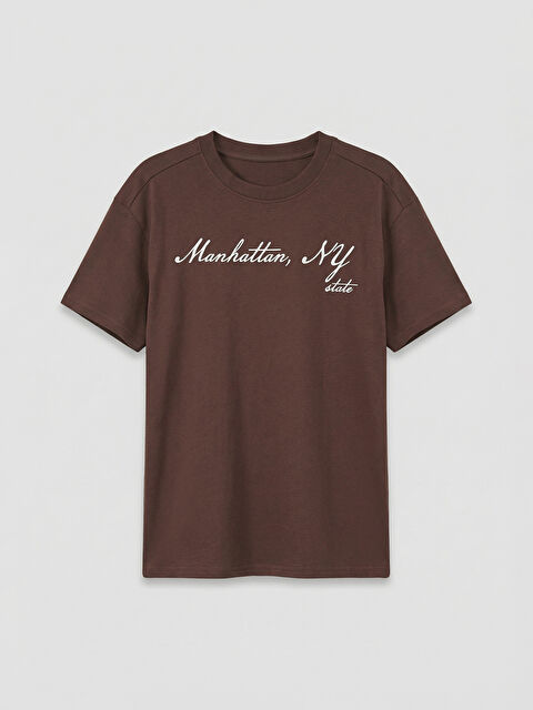 LCW Kids Manhattan Baskılı Bisiklet Yaka Erkek Çocuk Tişört - S6LD16Z4-HSK