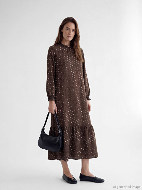 LCW Grace Hakim Yaka Puantiyeli A Kesim Elbise - S6LD58Z8-LQY