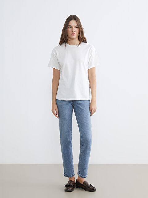 LCW Comfort Beli Lastikli Mom Fit Kadın Jean Pantolon - S6LD69Z8-507