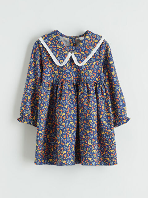 LCW Kids Bebe Yaka Çiçek Desenli Kız Çocuk Elbise - S6LD78Z1-LSJ
