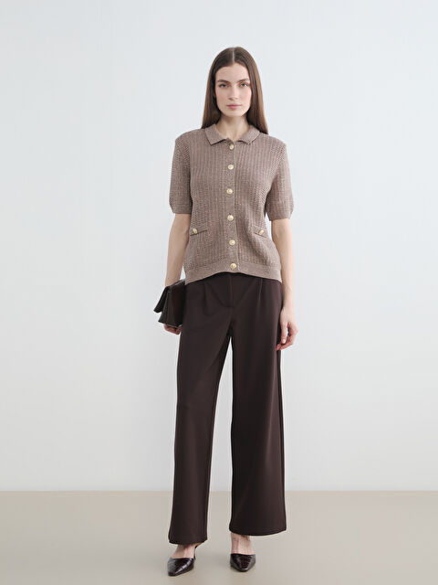 LCWAIKIKI Classic Yüksek Bel Geniş Paça Pileli Kadın Kumaş Pantolon - S6LD82Z8-ZTU