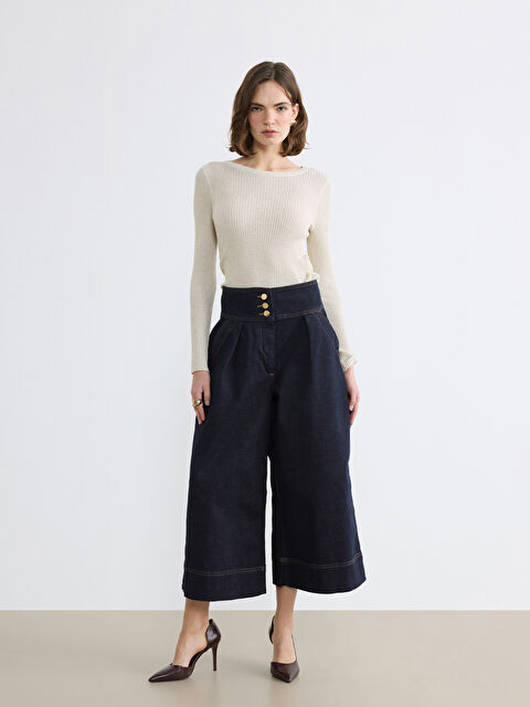 Natuvera Yüksek Bel Crop Wideleg Kadın Jean Pantolon - S6LD84Z8-YZA