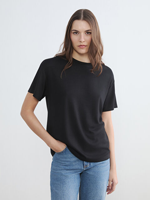 LCW ECO Bisiklet Yaka Soft Touch Kadın Tişört - S6LE22Z8-CVL