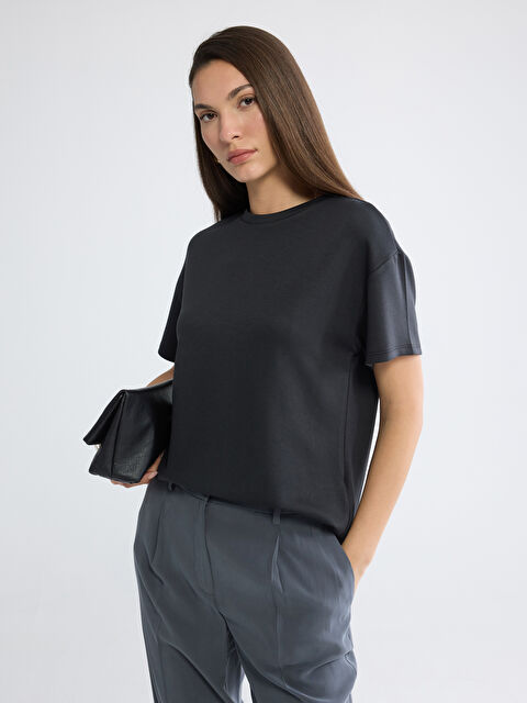 LCW ECO Bisiklet Yaka Soft Touch Kadın Tişört - S6LE22Z8-HEG