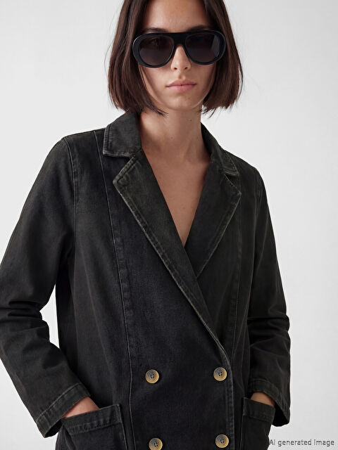 Natuvera Kruvaze Yaka Kadın Jean Blazer Ceket - S6LE43Z8-J0F