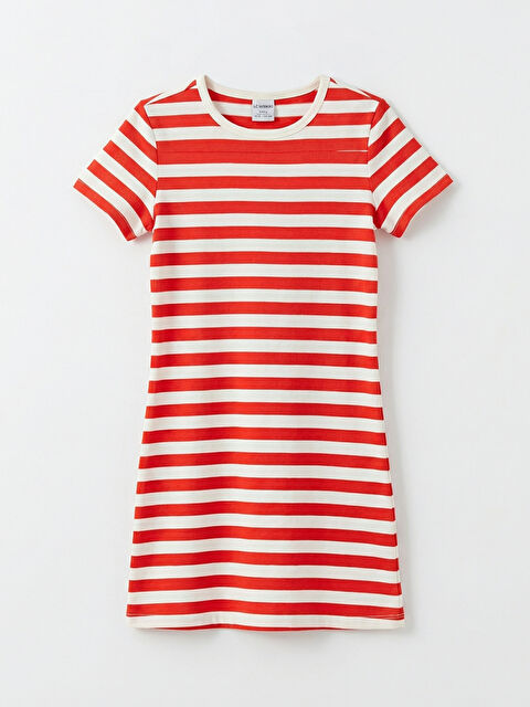 LCW ECO Bisiklet Yaka Kız Çocuk Çizgili Elbise - S6LE46Z4-LTQ