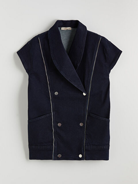 Natuvera Kruvaze Yaka Kadın Jean Yelek - S6LE59Z8-YZA