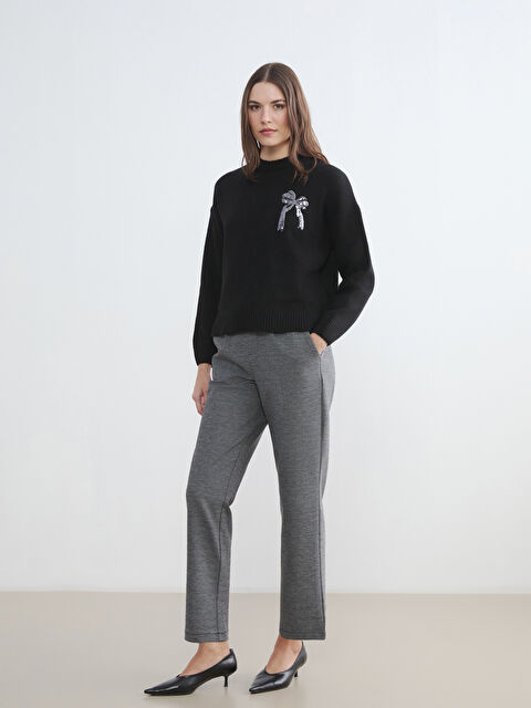 LCW Comfort Beli Lastikli Desenli Kadın Pileli Pantolon - S6LE65Z8-CT3