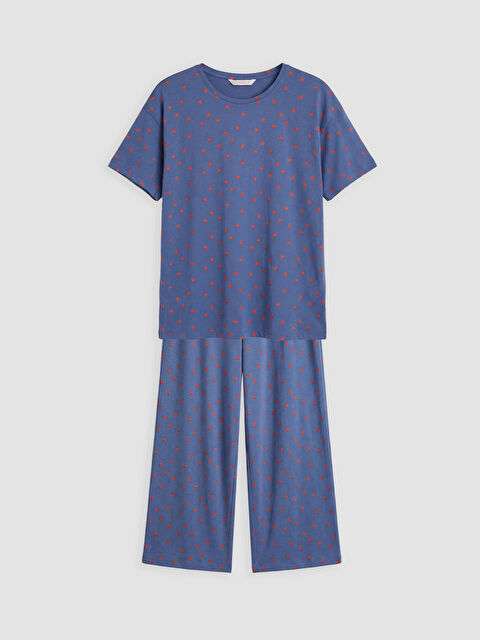 LCW DREAM Bisiklet Yaka Baskılı Kadın Kaprili Pijama Takımı - S6LE78Z8-LQN