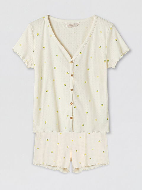 LCW DREAM V Yaka Kadın Şortlu Pijama Takımı