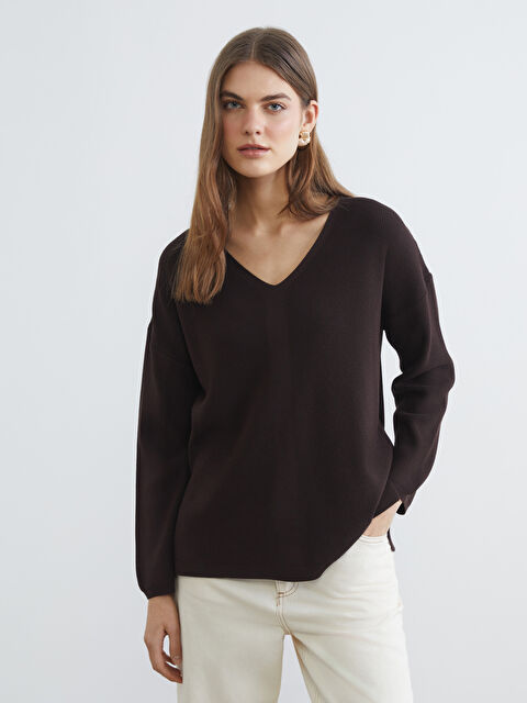 LCWAIKIKI Classic V Yaka Kadın Triko Kazak - S6LF05Z8-K42