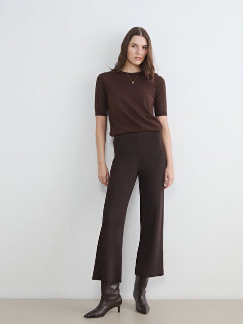 LCWAIKIKI Classic Beli Lastikli Geniş Paça Kadın Triko Pantolon - S6LF07Z8-K42