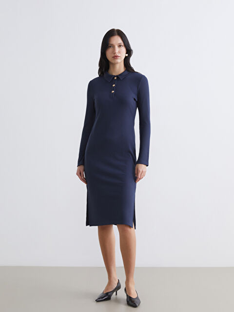 LCW Comfort Gömlek Yaka Fitilli Elbise - S6LF12Z8-HEL