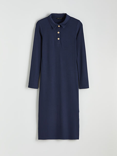 LCW Comfort Gömlek Yaka Fitilli Elbise - S6LF12Z8-HEL