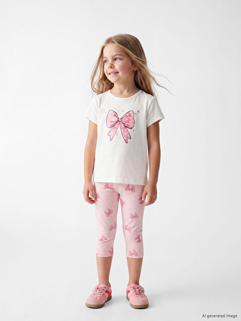 LCW Kids Beli Lastikli Kız Çocuk Baskılı Tayt