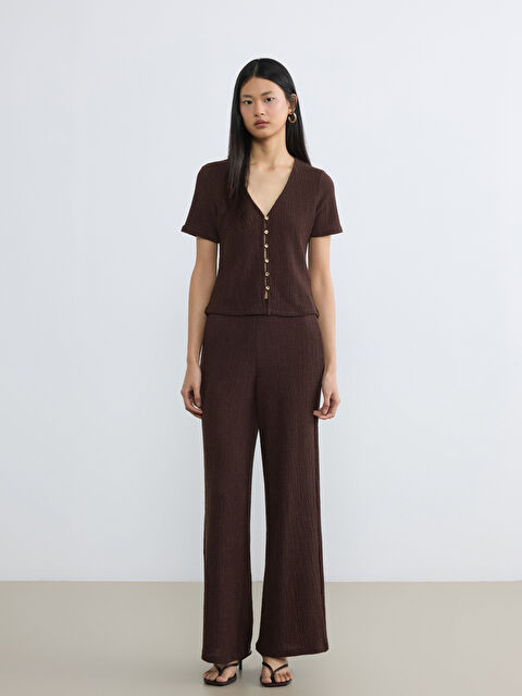 LCW Vision Beli Lastikli Dokulu Kadın Pantolon - S6LF31Z8-JXB