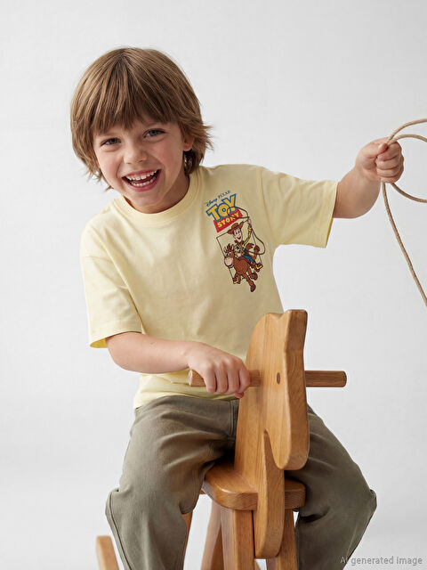 LCW Kids Bisiklet Yaka Toy Story Baskılı Erkek Çocuk Tişört - S6LF33Z1-FDS