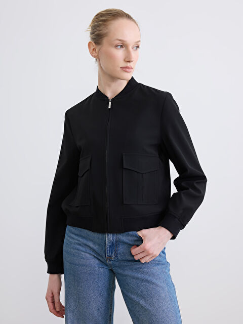 LCWAIKIKI Classic Kolej Yaka Kadın Bomber Ceket - S6LF39Z8-CVL