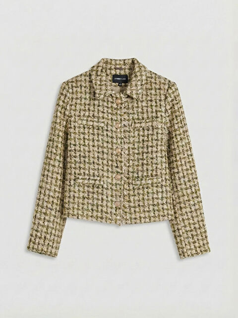 LCWAIKIKI Classic Gömlek Yaka Ekose Kadın Tüvit Ceket - S6LF95Z8-LME