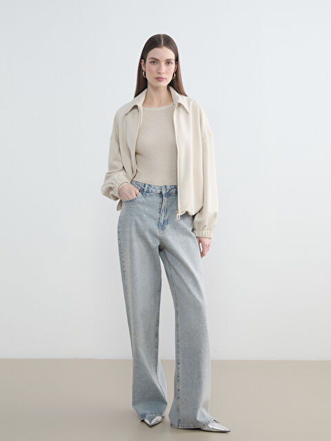 LCW Modest Wideleg Taşlı Kadın Jean Pantolon - S6LF99Z8-507