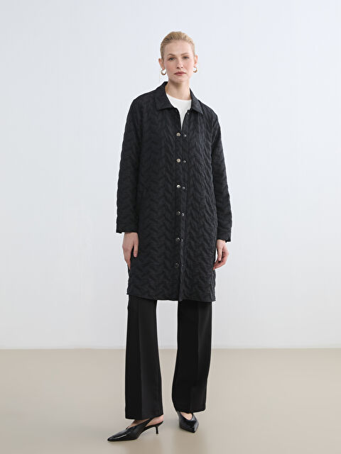 LCW Grace Gömlek Yaka Desenli Kadın Şişme Mont - S6LG04Z8-CVL