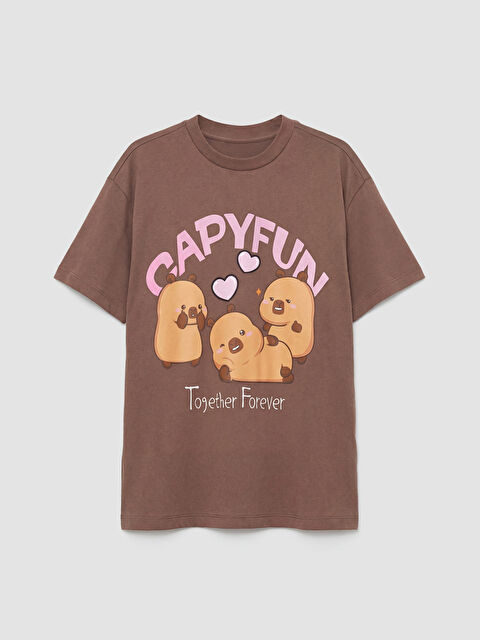 LCW Kids Kız Çocuk Bisiklet Yaka Baskılı Tişört - S6LG63Z4-ZHA