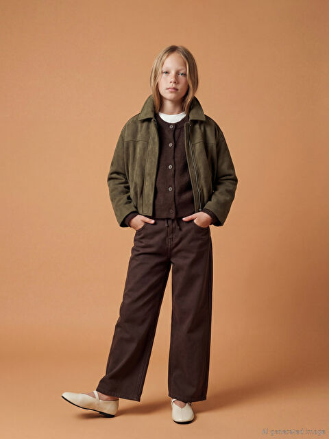 LCW Kids Wideleg Gabardin Kız Çocuk Pantolon - S6LG65Z4-HMK