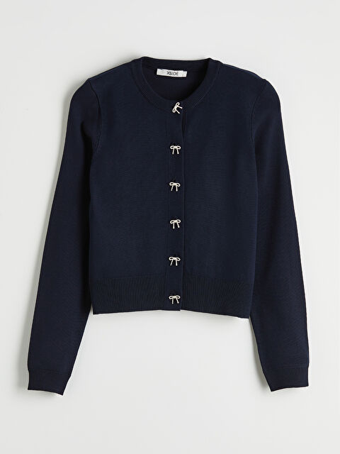 XSIDE Bisiklet Yaka Fiyonk Düğmeli Kadın Triko Hırka - S6LH46Z8-CRP