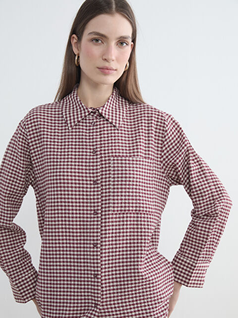 LCW Modest Ekose Kadın Gömlek Tunik - S6LH48Z8-LLH