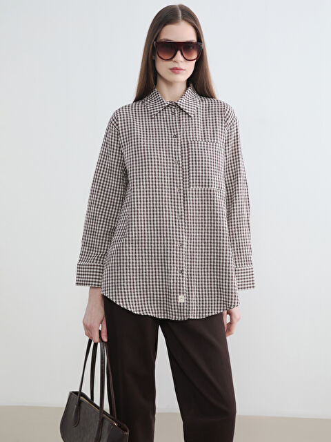 LCW Modest Ekose Kadın Gömlek Tunik - S6LH48Z8-LLL