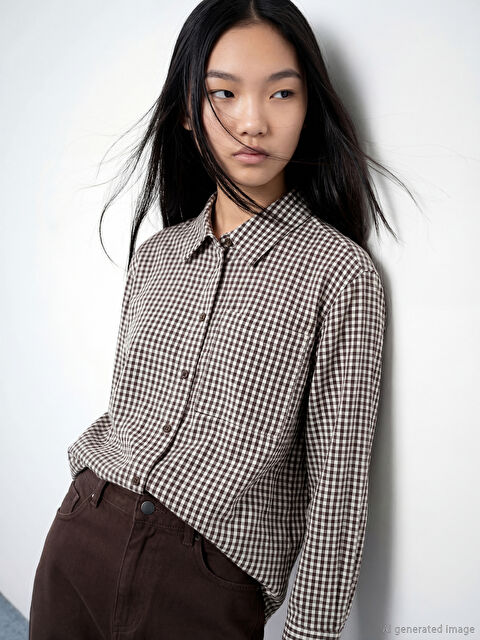 LCW Modest Ekose Kadın Gömlek Tunik - S6LH48Z8-LLL