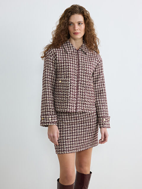 LCWAIKIKI Classic Gömlek Yaka Ekose Kadın Tüvit Ceket - S6LH61Z8-LPA