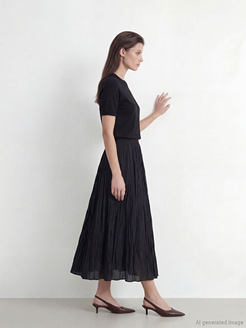 LCW Modest Beli Fermuarlı Büzgülü Etek - S6LH65Z8-CVL