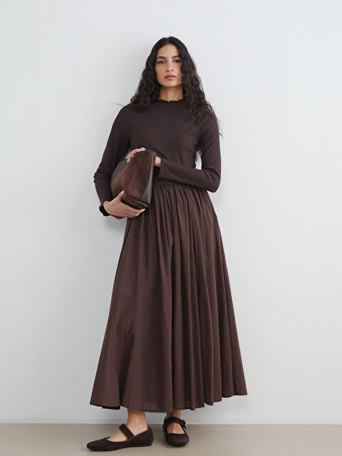 LCW Modest Beli Fermuarlı Büzgülü Etek - S6LH65Z8-ZRR